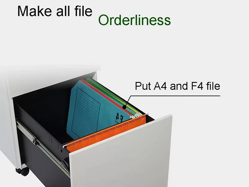 3 Drawer Mobile Pedestal Cabinet with Lock for Office Storage