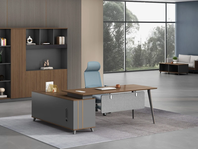Modern Executive Office Desk with Side Cabinet - LP-B0120