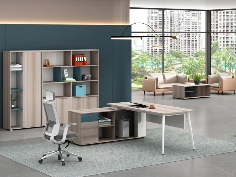 Modern Executive Office Desk with Side Cabinet - LP-B0120
