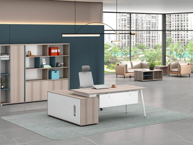 Modern Executive Office Desk with Side Cabinet - LP-B0120