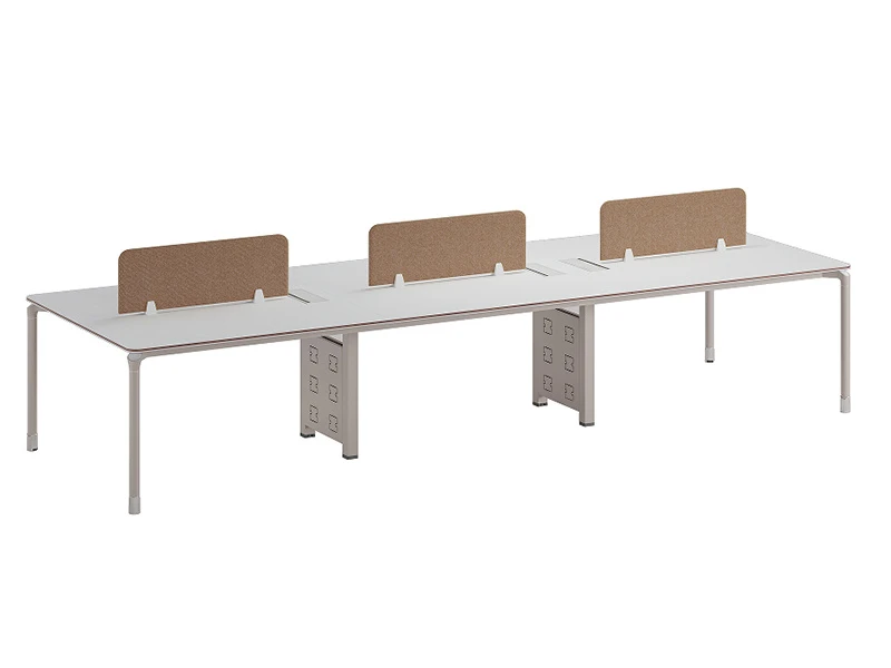 4 Person Office Workstation Desk with Storage Drawers and Privacy Screen