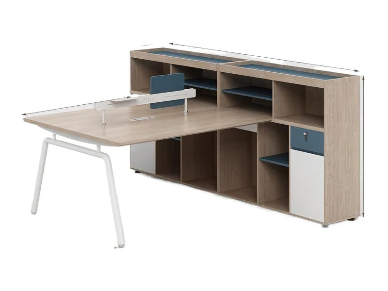 Modern Two Person Office Workstation with Storage Shelving