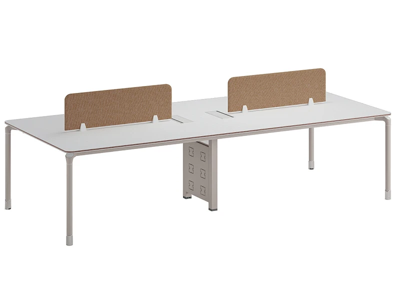 4 Person Office Workstation Desk with Storage Drawers and Privacy Screen