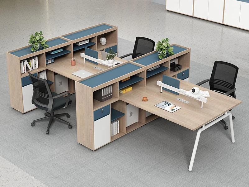 Modern Two Person Office Workstation with Storage Shelving