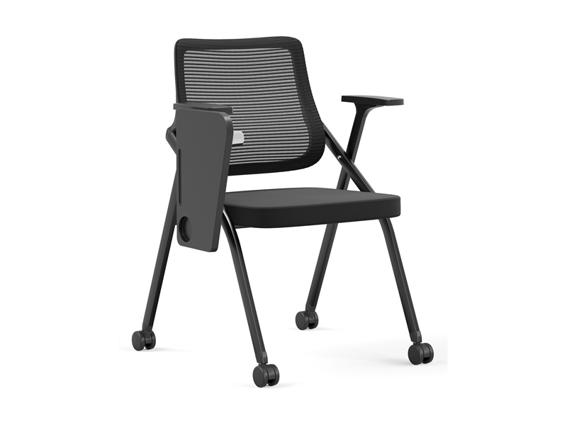 Folding Mesh Stacking Chair with Wheel & Writing Pad