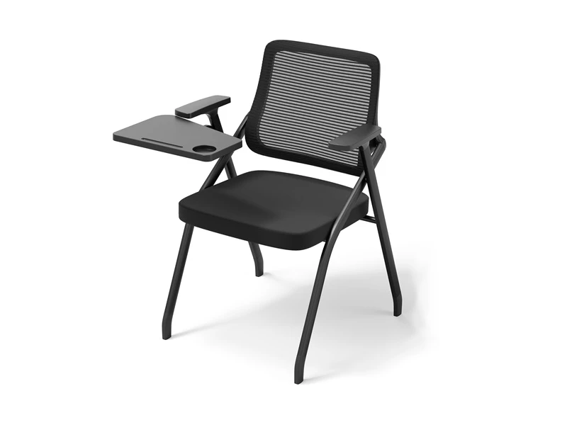 Folding Mesh Stacking Chair with Wheel & Writing Pad