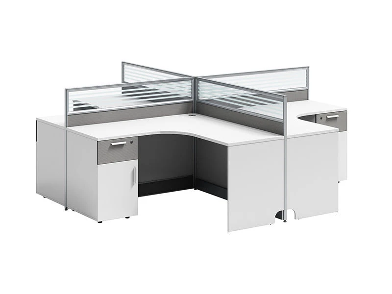  L-Shaped Modular Cubicle with Integrated Storage Pedestal & Partitions