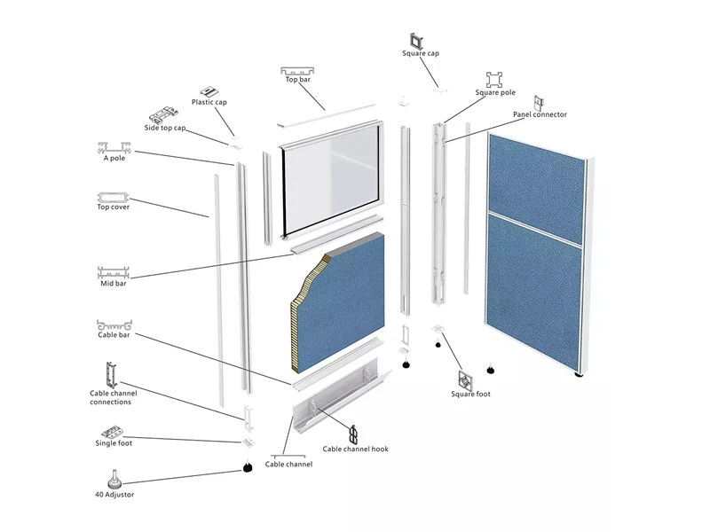 Aluminum Alloy Partition Panel Design Office Modular Cubicles