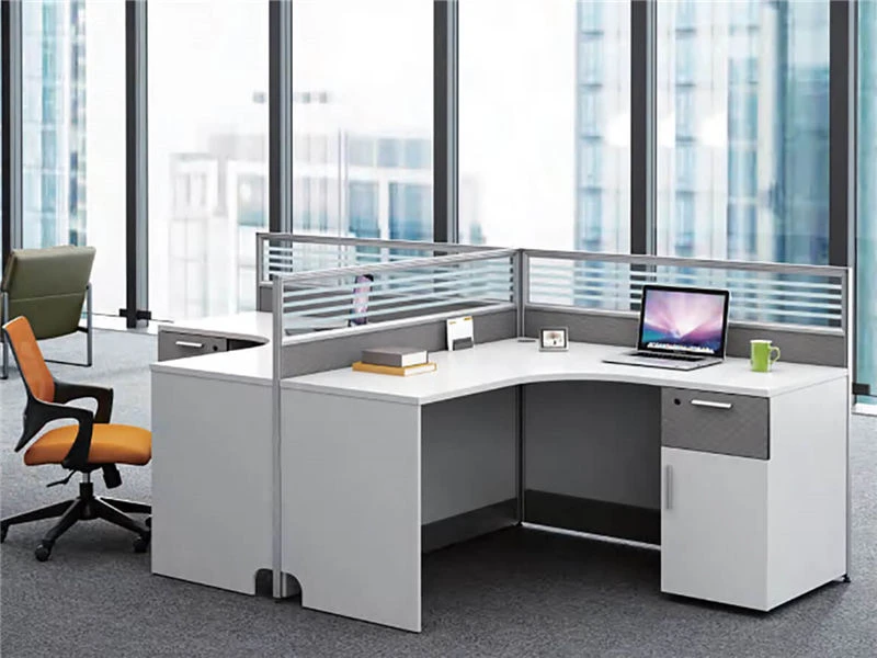 L-Shaped Modular Cubicle with Integrated Storage Pedestal & Partitions
