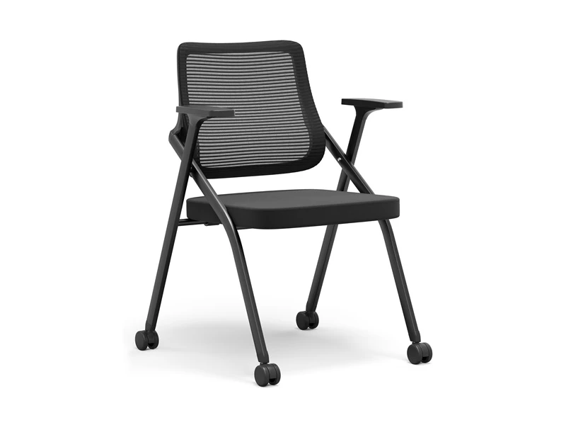 Folding Mesh Stacking Chair with Wheel & Writing Pad