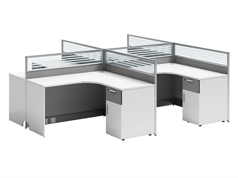 L-Shaped Modular Cubicle with Integrated Storage Pedestal & Partitions