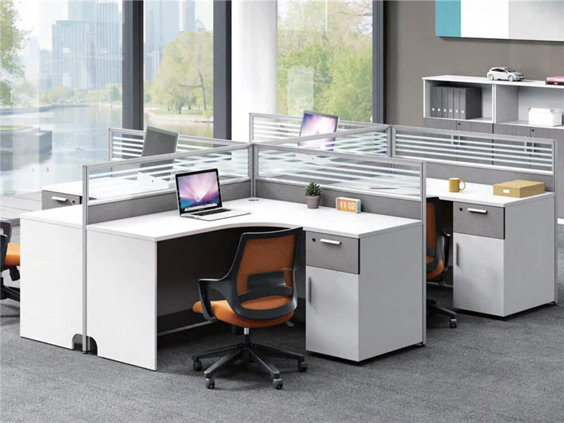  L-Shaped Modular Cubicle with Integrated Storage Pedestal & Partitions