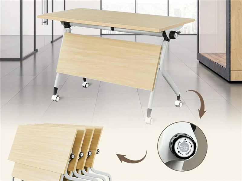 Flip-Top Nesting Office Training Table with Wheels