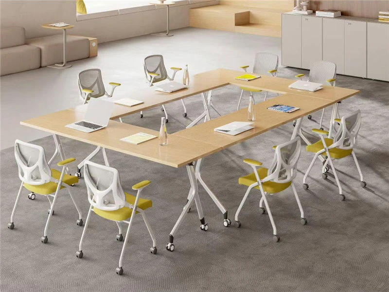 Flip-Top Nesting Office Training Table with Wheels