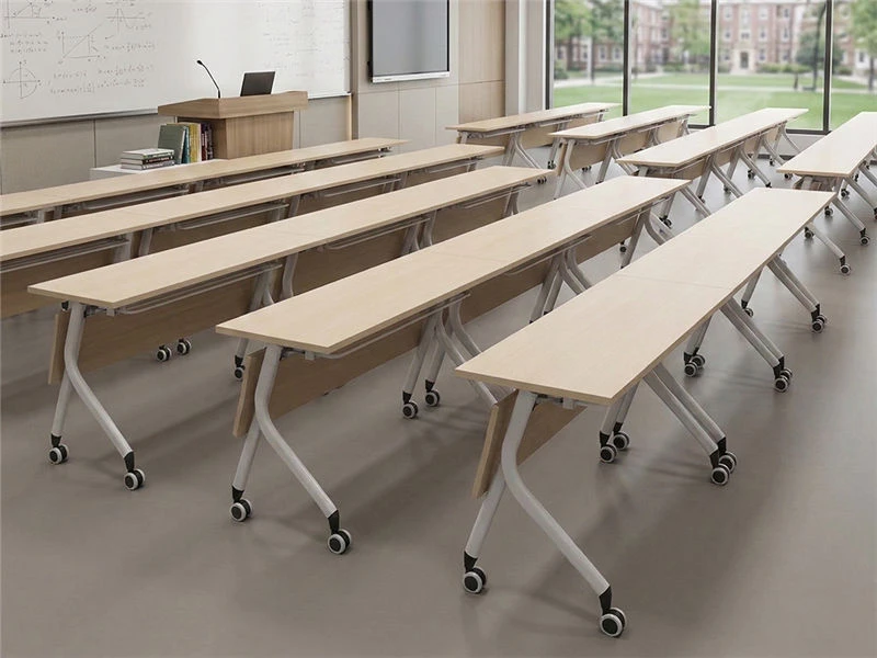 Flip-Top Nesting Office Training Table with Wheels