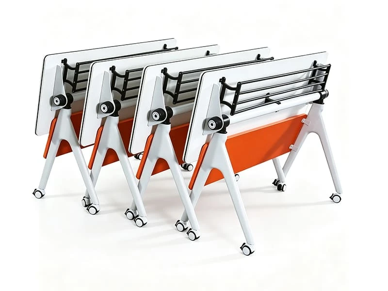 Mobile Flip-Top Nesting Training Table with Locking Wheels