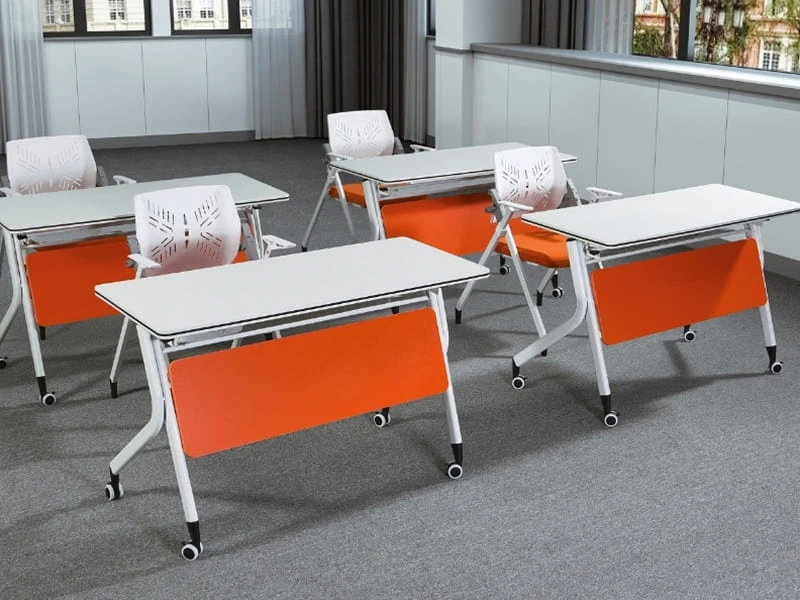 Flip-Top Mobile Training Table with Wheels and Modesty Panel