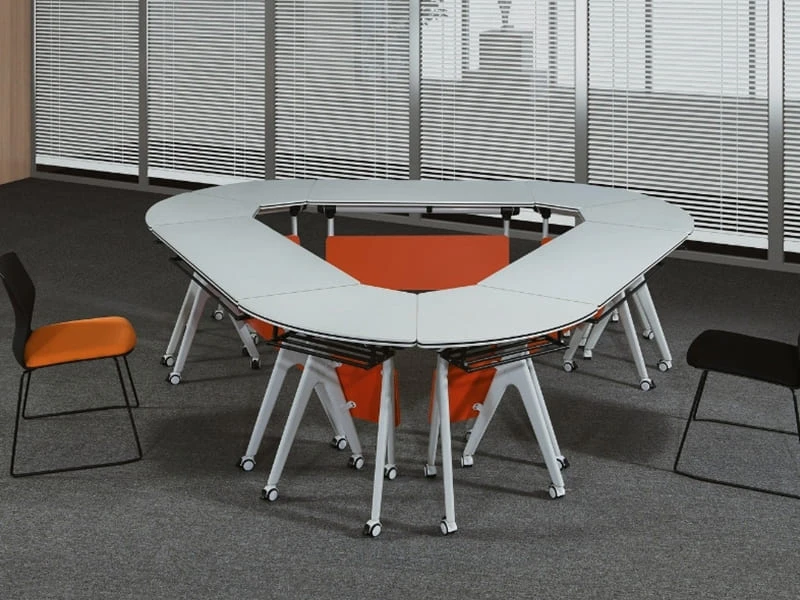 Mobile Flip-Top Nesting Training Table with Locking Wheels