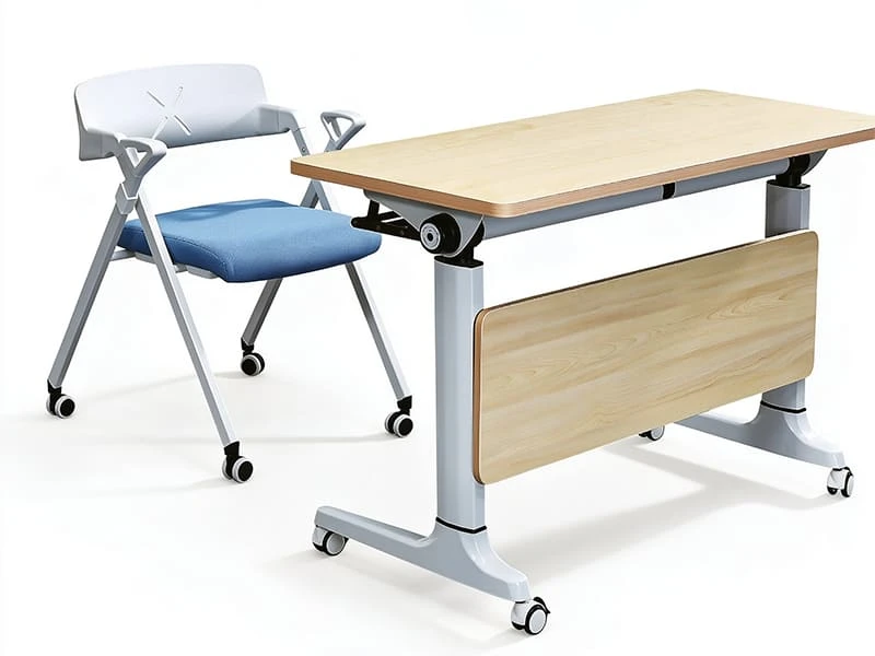 Commercial Flip-Top Mobile Training Table with Folding Design
