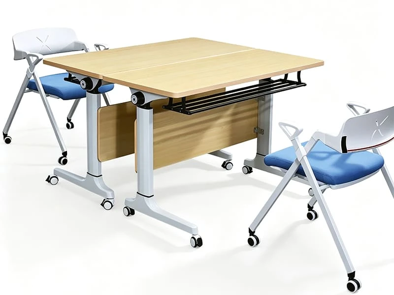 Commercial Flip-Top Mobile Training Table with Folding Design