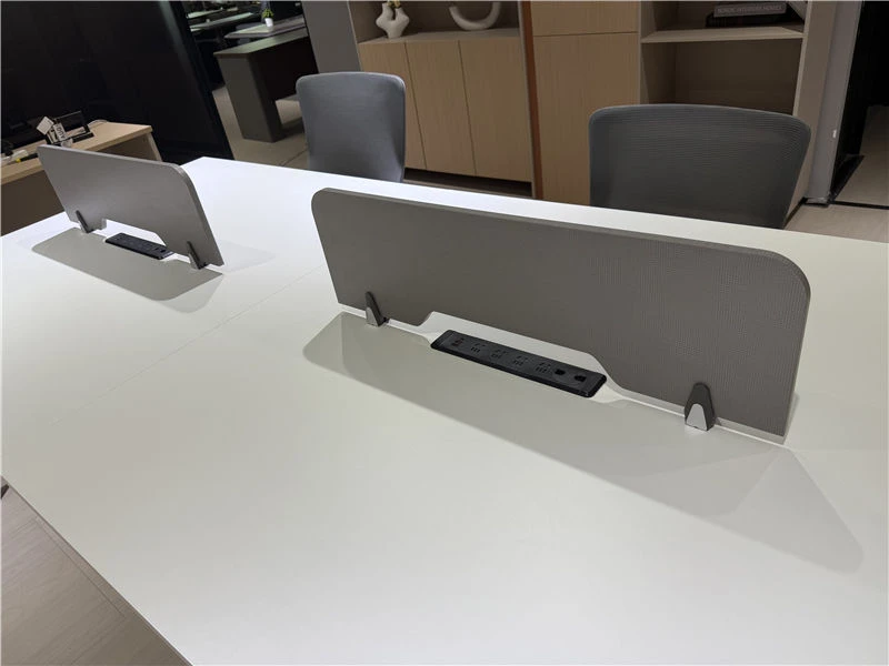 White Office Bench Workstations with Mobile Pedestal