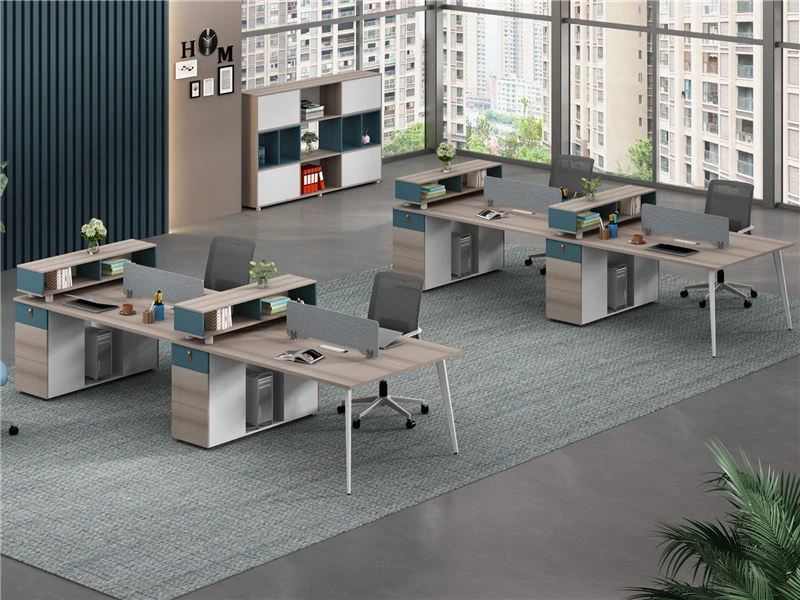 Office Desk Benching Workstation with Storage & Bookshelf