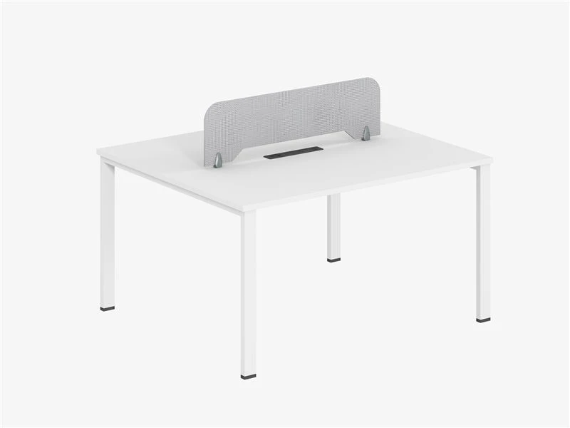 White Office Bench Workstations with Mobile Pedestal