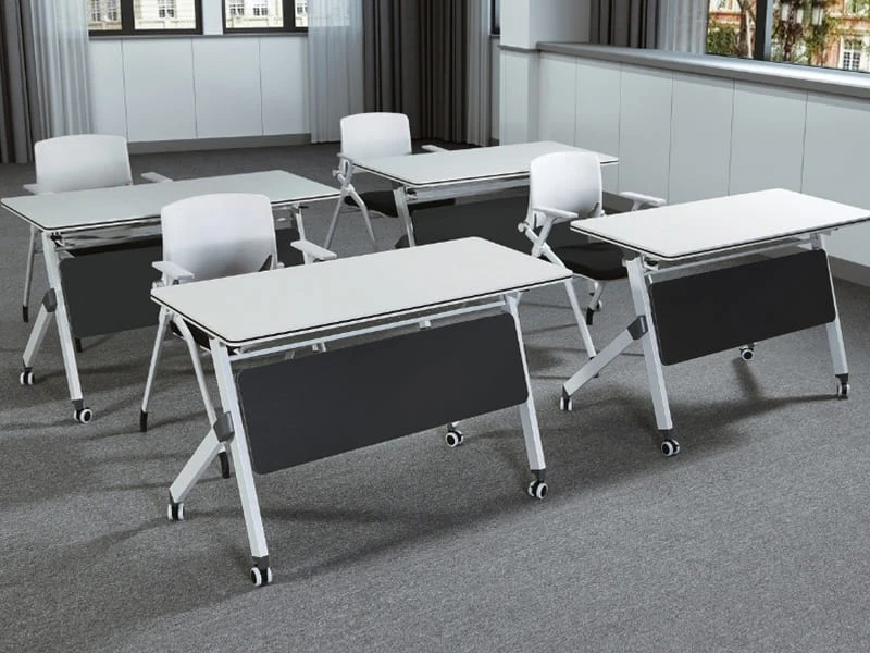 Folding Training Table Flip Top Conference Table with Wheels for Office