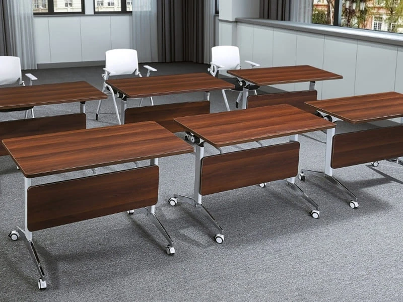 Modular Flip-Top Training Table with Wheels for Office