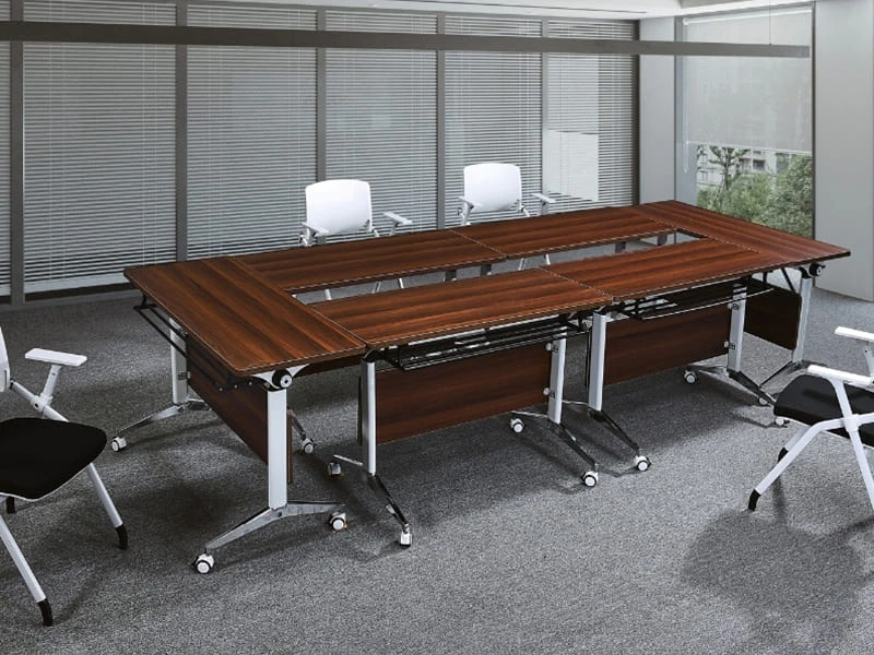 Modular Flip-Top Training Table with Wheels for Office