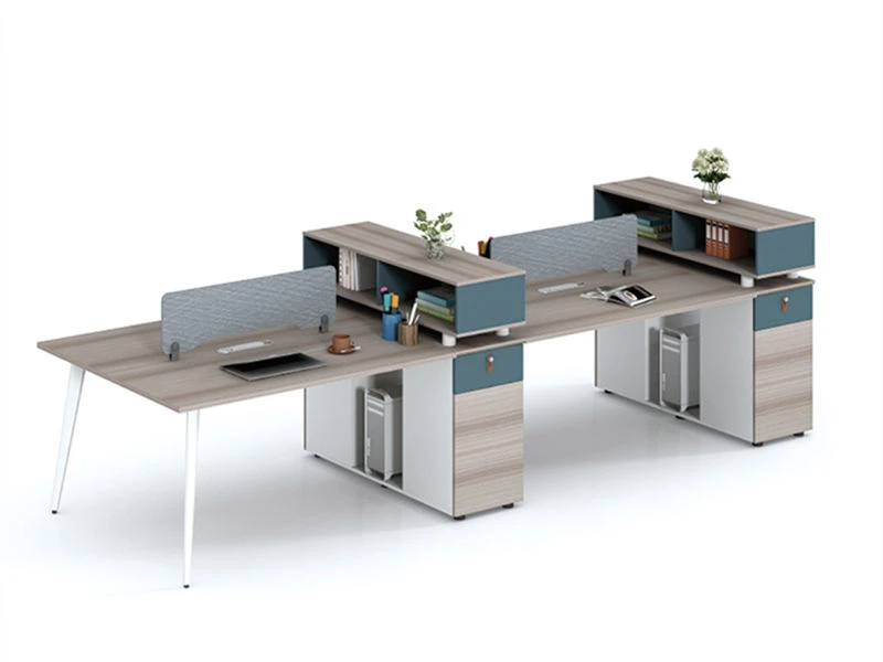 Office Desk Benching Workstation with Storage & Bookshelf