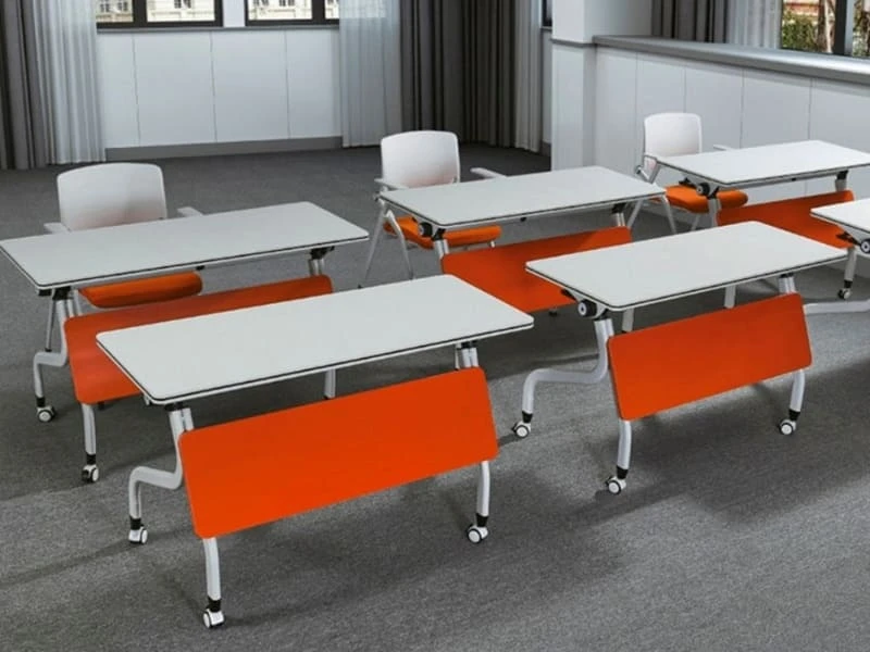 Space-Saving Flip-Top Training Table with Lockable Wheels