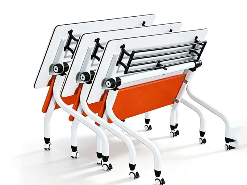 Space-Saving Flip-Top Training Table with Lockable Wheels
