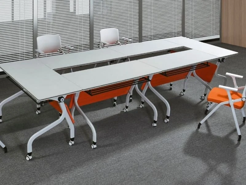Space-Saving Flip-Top Training Table with Lockable Wheels