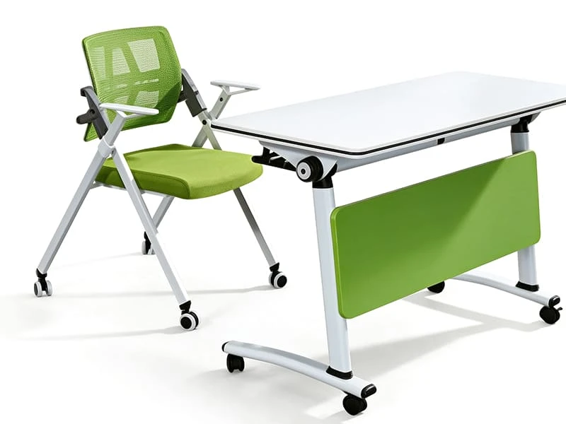 Flip Top Table Modern Folding Training Table with Lockable Casters
