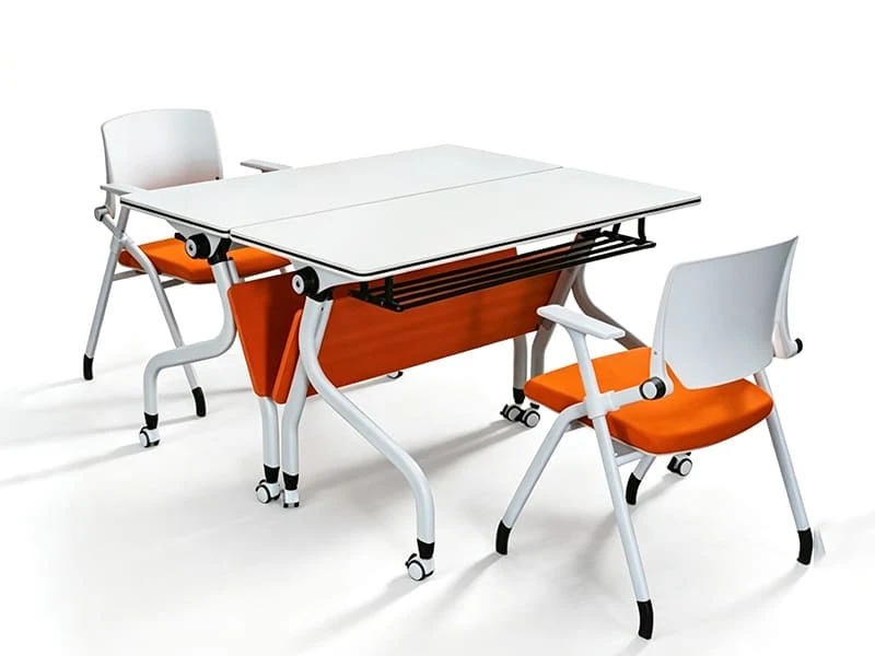 Space-Saving Flip-Top Training Table with Lockable Wheels