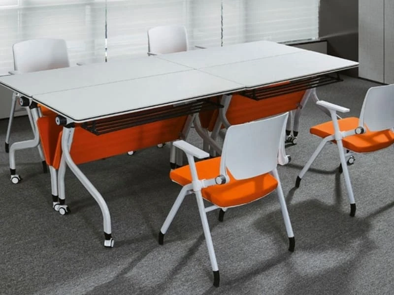 Space-Saving Flip-Top Training Table with Lockable Wheels