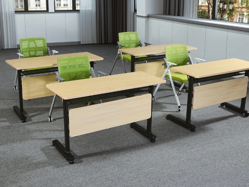 Modern Training Table Modular Flip Top Conference Table with Steel Frame