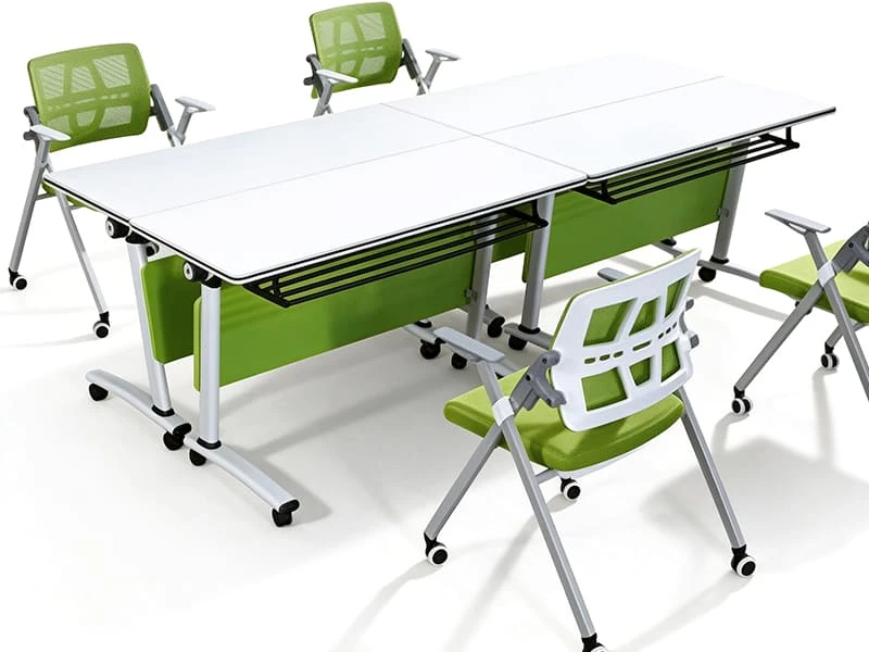Flip Top Table Modern Folding Training Table with Lockable Casters