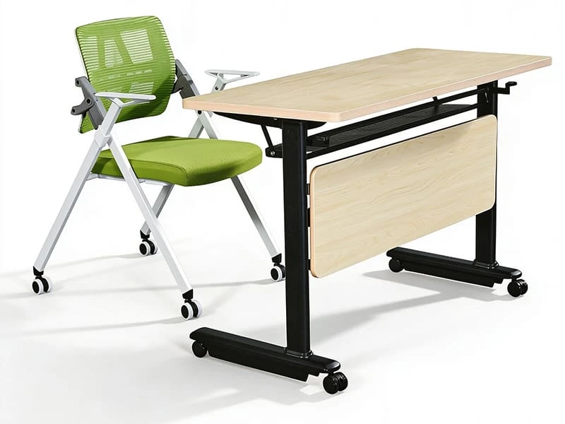 Modern Training Table Modular Flip Top Conference Table with Steel Frame