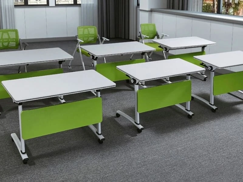 Flip Top Table Modern Folding Training Table with Lockable Casters
