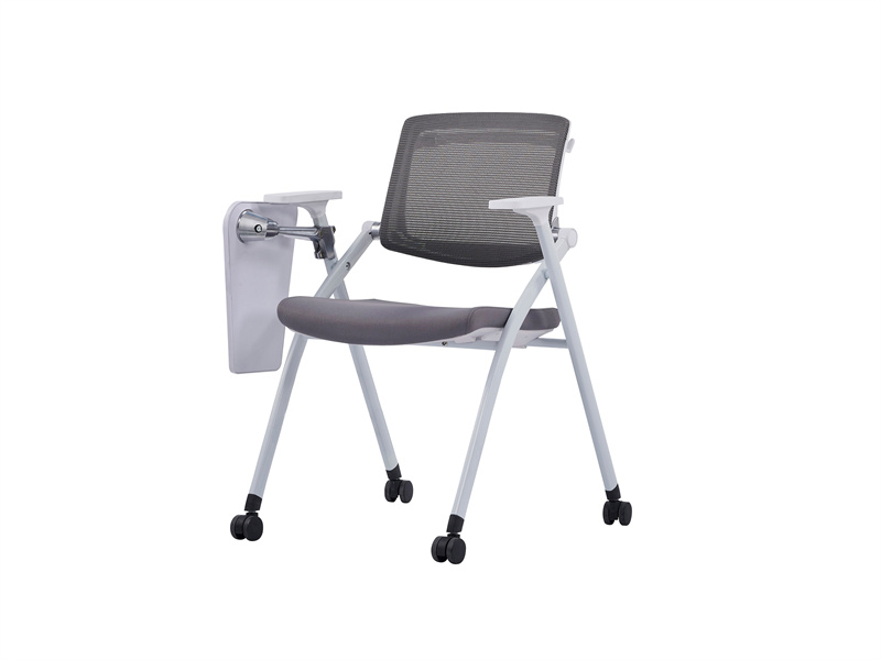 Gray Mesh Back Nesting Guest Chairs with White Frame