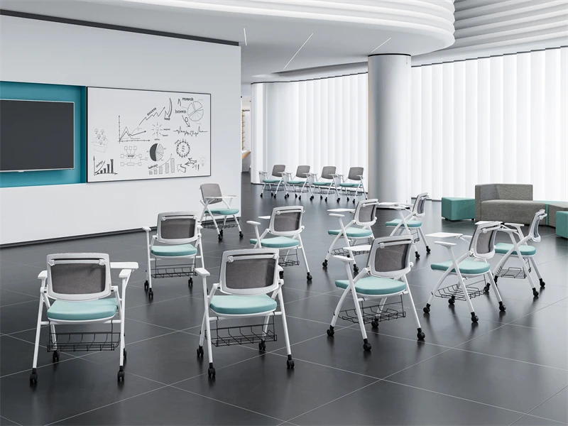  Gray Mesh Back Nesting Guest Chairs with White Frame