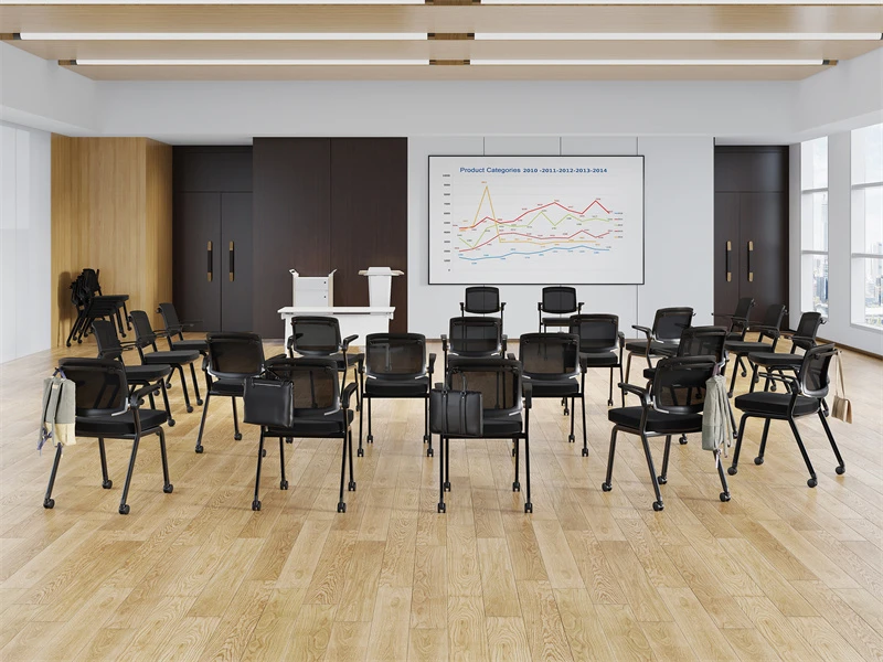 Black / Gray Stacking Conference Chair with Flip-up Arms 