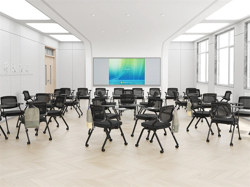 Black / Gray Stacking Conference Chair with Flip-up Arms 