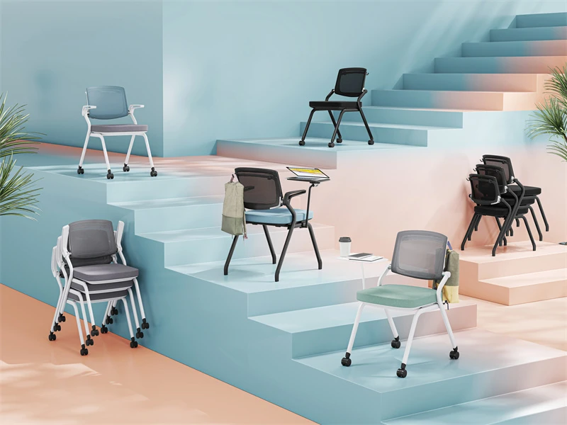 Black / Gray Stacking Conference Chair with Flip-up Arms 