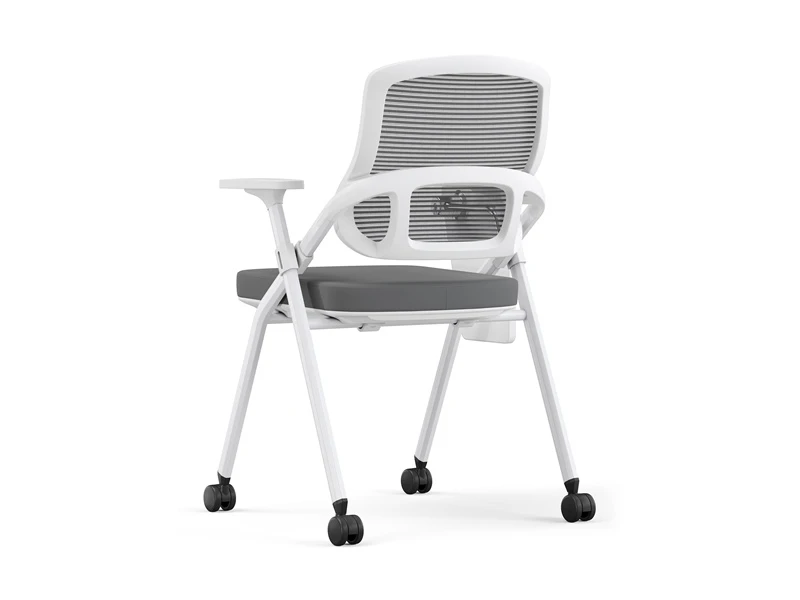 Grey Desk Chair with Arms for Office Conference Room