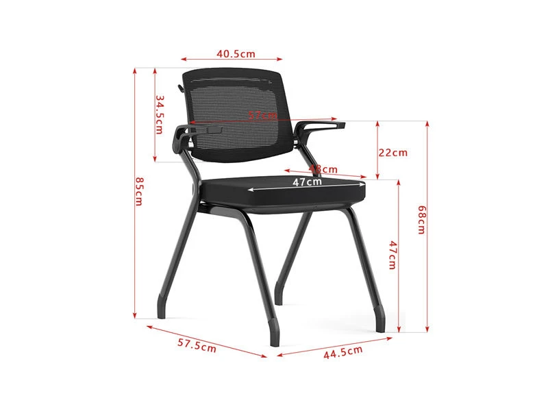 Black / Gray Stacking Conference Chair with Flip-up Arms 