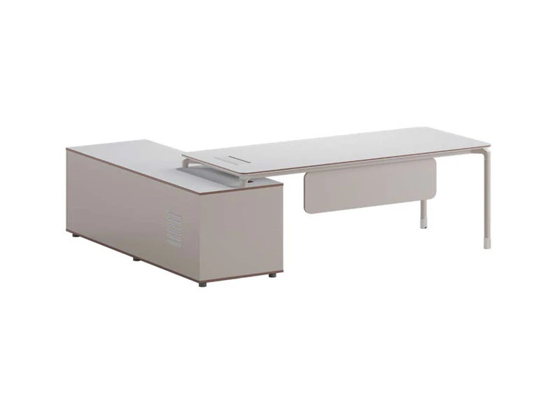 Minimalist Executive Computer Desk with Drawer & Side Cabinet