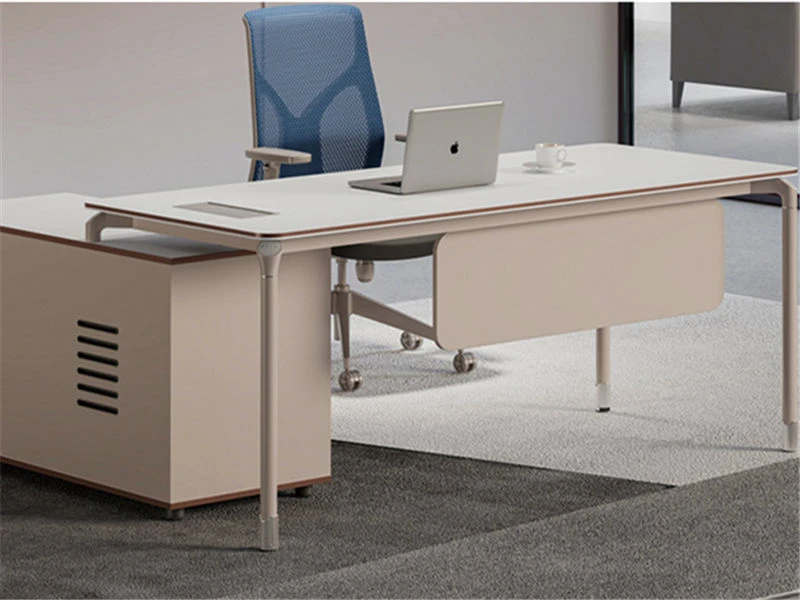 Minimalist Executive Computer Desk with Drawer & Side Cabinet
